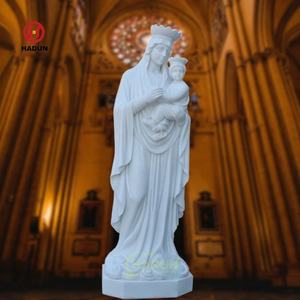 Statue de la Vierge <span class=keywords><strong>Marie</strong></span> et de l'enfant <span class=keywords><strong>Jésus</strong></span> en marbre blanc, sculpture de pierre d'extérieur pour jardin - Product Image 4