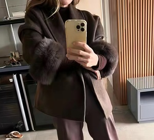 Veste Chic pour <span class=keywords><strong>Femme</strong></span>, Manteau d'Hiver Élégant à Manches Longues, Col Revers, Coupe Ample, avec Lacets, Style Streetwear, Nouvelle Collection - Product Image 5