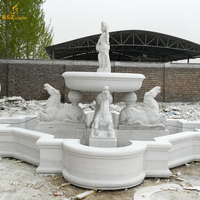 D & Z Grande fontaine de piscine en pierre de marbre blanc naturel pour jardin extérieur avec statue de cheval