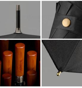 Parapluie pliant double avec logo personnalisé, manche en bois, diamètre ouvert 120 cm, cadeau d'affaires, promotion du dimanche - Product Image 4