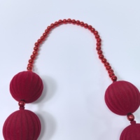 Perles floquées géantes en forme de citrouille - ABS velours rouge CE Noël Mardi Gras en vrac