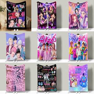 Couverture en flanelle Kpop Demon Hunters pour les QUATRE SAISONNES, couverture de dessin animé Anime Huntrix Rumi Saja pour garçons, couverture pour la maison, les voyages, cadeau - Product Image 4