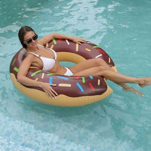 Chocolate Donut Pool <b>Float</b> Thick <b>Inflatable</b> Swimming Ring for Adults Summer Water Fun - Product Image 4