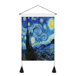 35*50cm Home Tarot Sun Moon Phase Tapestry Macrame Tassel Wall Hanging Office Landscape Tapestries Bedroom Art Painting