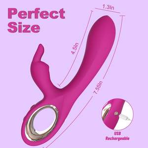 SeYouYou Juguetes sexuales para adultos para mujer Pareja Punto G Vibrador 10 Vibraciones Motores duales Conejo impermeable Consoladores suaves Rosa (Rose <span class=keywords><strong>Red</strong></span>) - Product Image 4