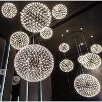 Lustre LED creux en acier inoxydable Spark Ball Lamp pour salon, villa, maison d'hôtes, loft, duplex, escalier
