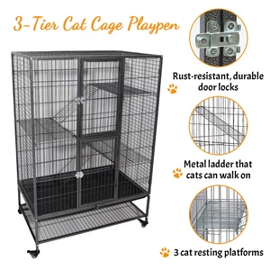 2/3/4-laags draadgaas kattenverblijf grote binnen metalen kattenkooi met wielen - Product Image 3