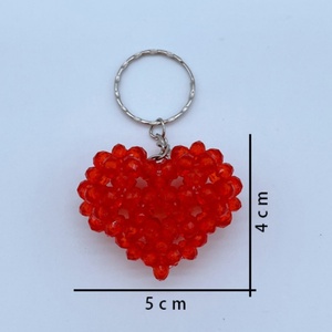 Factory Wholesale 6mm Acrylic Beads Handmade Car Keyring Cion <b>Purse</b> Holder Promotion Gift Women <b>Cute</b> Tiny Heart Charm Keychain - Product Image 5