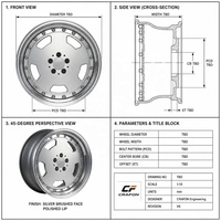 Velg Sport CF 130mm PCD 20 Inch Aluminium Forged Deep Dish, Cocok untuk Sedan Ultra-Mewah, Finishing Perak