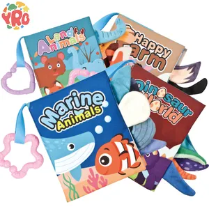 Educazione precoce libri per bambini giocattoli tessuto di sicurezza 8 pagine code di animali rilegatura libro di stoffa per bambini morbido sensoriale