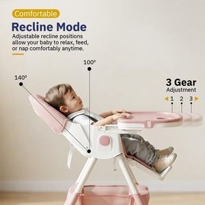 Chaise haute pour bébé multifonctionnelle pliable, chaise haute pour bébé à hauteur réglable, chaise d'alimentation pour bébé 3 en 1, vente chaude - Product Image 3