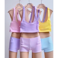 Vêtements de sport pour femme, ensemble de yoga sans couture, ensemble de vêtements de sport pour la gym, ensemble de 2 pièces, short de sport pour femme