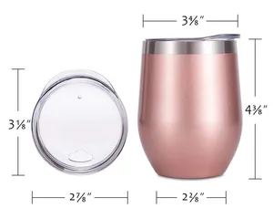 Insulated 304 Stainless Steel Double Walled Leak Proof Sliding Lid Rose Gold 12 unzen Glitter Wine Tumblers 12 unzen Glass mit Straw - Product Image 1