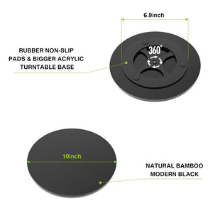 Bandeja Giratoria Negra de Bambú para Cocina, Redonda, para Condimentos, Diseño Minimalista - Product Image 4