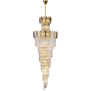 Lustre de luxe en cristal pour escalier à haut plafond, luminaire minimaliste pour villa, salon, luminaire suspendu duplex, style postmoderne, longue suspension - Product Image 2