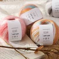 Fil à tricoter fantaisie en mohair dégradé coloré de 50g, filé en anneau, doux, tissé à la main, écologique et durable, fournitures de tricot et crochet