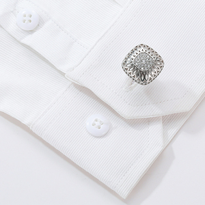 Cufflinks for Men Luxury Set Light Luxury Round Gold-plated Copper <b>Shirt</b> <b>Cuff</b> Studs Inlaid with Zircon and Rhinestones - Product Image 3
