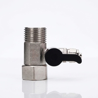 Robinet à bille trois voies 1/4 pouce, accessoire en acier inoxydable 304, poignée noire, pour cuisine et salle de bain, eau froide, rotation 360 degrés
