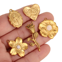 Pendentifs 3D imperméables en forme de fleurs (tulipes, roses), connecteurs en acier inoxydable en forme de grande abeille, breloques pour bracelets et colliers, fournitures pour la fabrication de bijoux