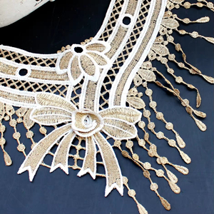 Motivo Ricamato Floreale Dorato Zeal per Abiti e Camicie, Accessorio Personalizzabile per Decorazione Costumi Fai-da-Te, Colletto Decorativo alla Moda - Product Image 4