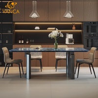 Meubles de salle à manger design contemporains noirs de style français table à manger nordique moderne et classique en pierre ensemble avec 4 chaises