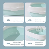 Bac à litière pour chat en plastique de grande capacité et accessoires, très demandés. Toilette semi-fermée pour chat avec design ouvert pour éviter les éclaboussures
