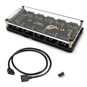 Huierde Hub ARGB 1 à 10 ports 5V avec synchronisation carte mère Aura Sync et support auto-adhésif pour ventilateurs de refroidissement d'ordinateur de bureau - Product Image 1
