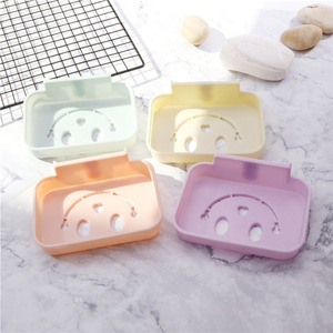 Adhesive wall-mounted soap dish, bathroom drain soap holder, cartoon smiley face soap dish and soap dish tray. - Product Image 2