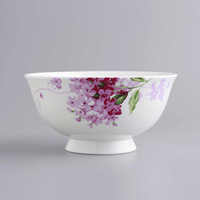 Bols à soupe et nouilles en céramique de style chinois, en porcelaine fine, avec bordure dorée, couleur lilas, adaptés au micro-ondes