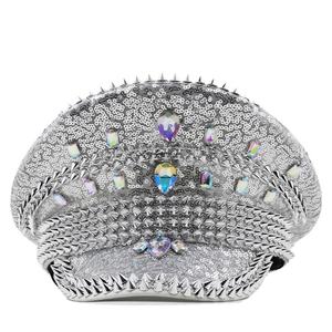 Nuevos sombreros de capitán <span class=keywords><strong>Steampunk</strong></span> hechos a mano, <span class=keywords><strong>sombrero</strong></span> de novia de sargento para <span class=keywords><strong>mujer</strong></span>, gorras decorativas de Carnaval con diamantes de imitación para Festival de boda - Product Image 2