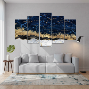 Modern Navy and Gold Print <b>Canvas</b> Artwork - Elegant <b>Wall</b> Decor,SET OF 5 MIX <b>CANVAS</b> - Product Image 3