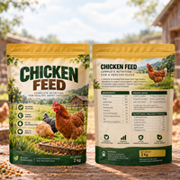 Sacs d'emballage personnalisés imprimés pour aliments pour animaux de compagnie et volailles, avec fermeture éclair refermable, pour aliments pour poulets, 250g, 500g, 1kg, 2kg