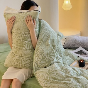 Nordic Style Green Jacquard Milk Velvet Bedding Set 4 Pieces <strong>Fluffy</strong> Soft Winter <strong>Duvet</strong> <strong>Cover</strong> &amp; Sheet Set - Product Image 5