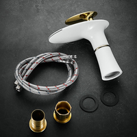 Robinet de lavabo cascade certifié CE, blanc et or, mitigeur chaud/froid, en laiton noir, pour salle de bain, avec paquet personnalisé