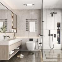 WAYMOVE Évier simple suspendu au mur moderne pour salle de bain Vanité comprenant un lavabo miroir Armoire en bois PVC pour appartement MDF voiture