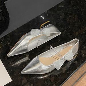 Zapatos de Novia de Alta Gama con Hebilla, Estilo Bailarina, para las Cuatro Estaciones, con Parte Superior de Cuero Genuino, Impermeables - Product Image 3