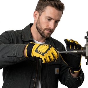 Guantes de Seguridad Amarillos y Negros con Puntas de Dedos con Textura de Microdiamantes en Relieve, Antideslizantes, con Muñequera Elástica, para Uso General - Product Image 2