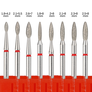 2.3*10Mm Ngọn Lửa Hình Dạng Kim Cương Pro Nail Bit Chất Lượng Cao Làm Móng Tay Khoan Cho Phay Lớp Biểu Bì Sạch Điện Kim Cương Nail Khoan Bit - Product Image 5