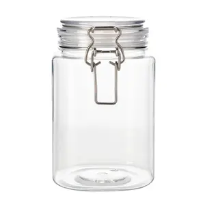 Flip Active Shaft Design 1250ml Durable Salt Snacks Oatmeal Jerky Clear Plastic Jars with Lids
