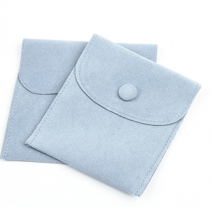 Premium Microfiber Jewelry Pouch with Snap Button Closure Portable for Earrings Rings Necklaces Custom Colors and Sizes - Product Image 1