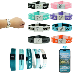 أساور معصم قابلة لإعادة الاستخدام بشعار مخصص، ذكية بتقنية RFID وNFC مع شريحة 213 للتحكم في الوصول، أساور مرنة منسوجة بتقنية NFC - Product Image 1