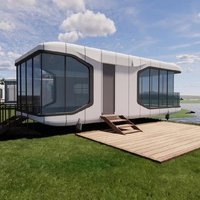 Maison modulaire préfabriquée et préassemblée, moderne et élégante, capsule spatiale de 20 pieds et 40 pieds, 1 chambre, hôtel en bord de mer, maison commerciale