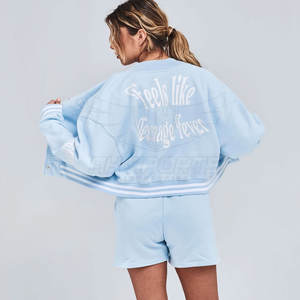 Grande taille respirant femmes recadrée veste universitaire Logo personnalisé brodé culture femmes Letterman Baseball vestes - Product Image 2