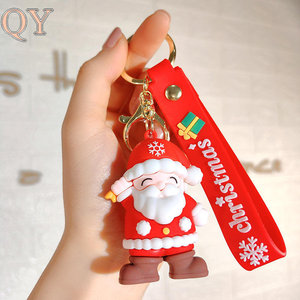 QY Noël Dessin Animé PVC Porte-clés Père Noël Renne Bonhomme De Neige En Caoutchouc Porte-clés Cadeau De Vacances Ornement pour - Product Image 4