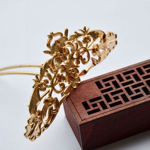 Couronne de cheveux plaquée or 125 mm, style antique, accessoire de mariage Hanfu - Product Image 1
