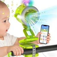 Kipas Musik Portabel untuk Kereta Dorong Bayi, Bluetooth, Lampu, Dapat Dipasang, Dapat Diisi Ulang, untuk Anak-Anak
