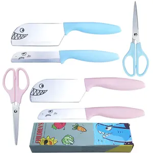 3 Stück Kid Edelstahl Küchenmesser Set Kinder Safe Cooking Chef Edelstahl Messer für Obst