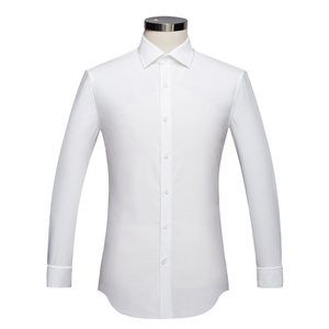 Chemises de bureau haut de gamme pour hommes 100 % coton à manches longues style français, prêtes à repasser, pour tenues professionnelles, en coton blanc, à porter sous les costumes, coupe ajustée OEM - Product Image 2
