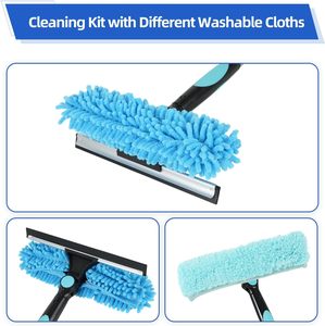 Équipement de nettoyage de fenêtres télescopique en métal pour grandes hauteur avec brosse raclette et perche en alliage d'aluminium (Couleur et taille personnalisables) - Product Image 5