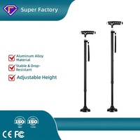 Canne Rétractable Lumineuse en Alliage d'Aluminium Léger à Quatre Pieds, Réglable en Hauteur, à Roulettes Universelles - Vente en Gros Usine